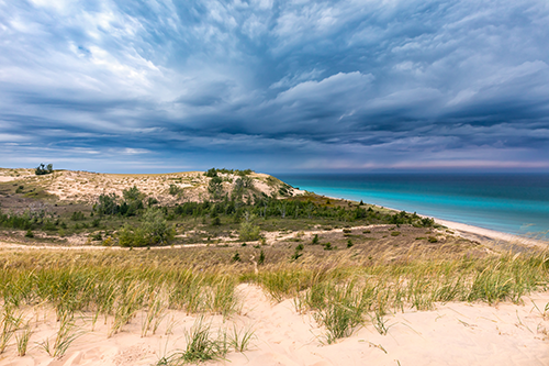 Sleeping Bear Dunes as a storm rolls in